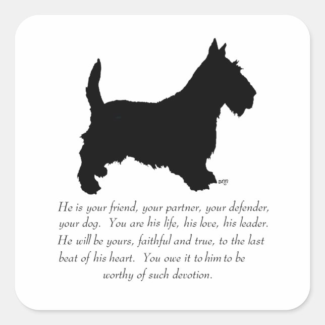 Sticker Carré Scottish Terrier Keepsaké - chien mâle (Devant)