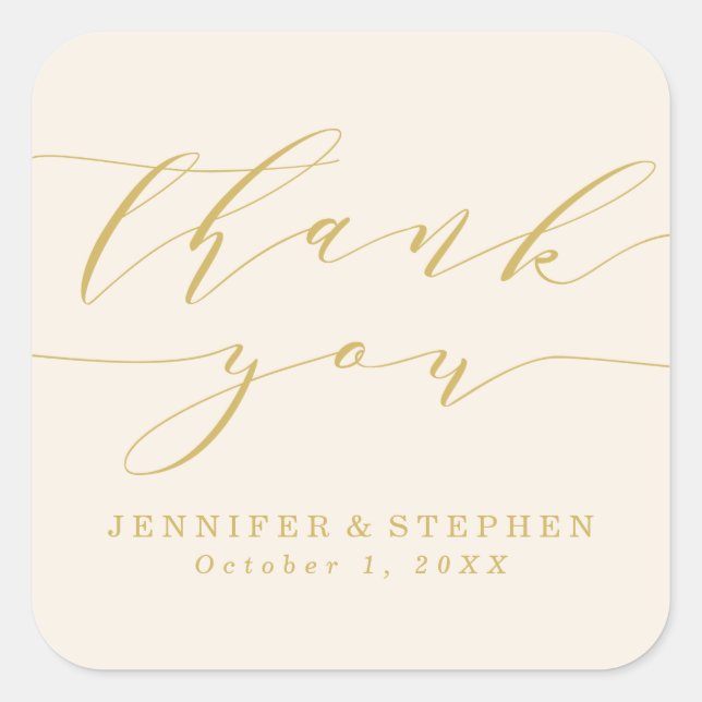 Sticker Carré Script chic | MERCI MARIAGE (Devant)