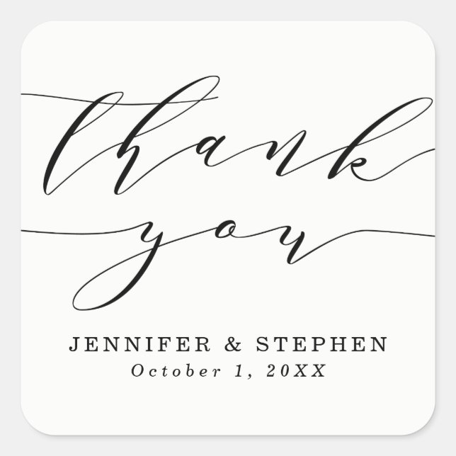 Sticker Carré Script chic | MERCI MARIAGE (Devant)