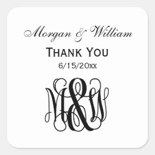 Sticker Carré Script de Vigne Noire Monogramme B&G do-it-yoursel