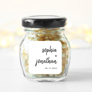 Sticker Carré Script minimaliste moderne   Mariage noir et blanc