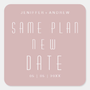 Sticker Carré script minimaliste moderne nouvelle date mariage