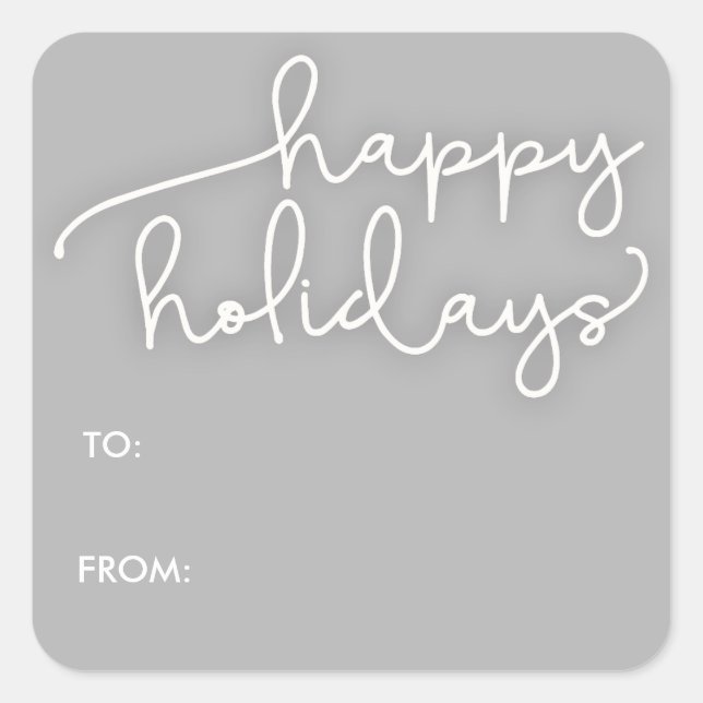 Sticker Carré Script moderne Happy Holidays Balise cadeau Sticke (Devant)