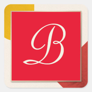 Sticker Carré Script monogramme B