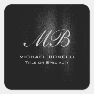 Sticker Carré Script monogramme noir gris moderne mignon