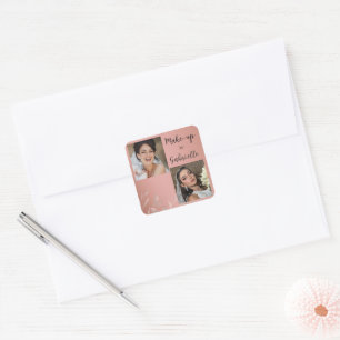 Sticker Carré Script Photo Boho Rose Poussiéreuse Botanique Mode