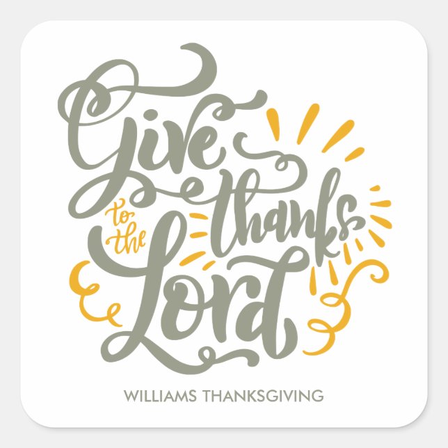 Sticker Carré Script Remerciez le Seigneur Thanksgiving sur mesu (Devant)