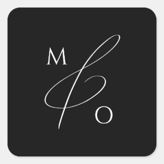 Sticker Carré Script Whimsical | Sceau d'enveloppe de monogramme