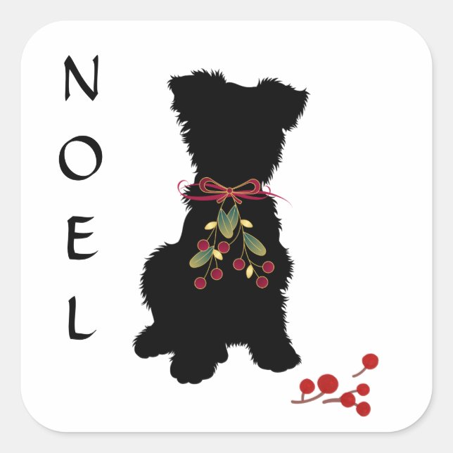 Sticker Carré Scruffy Mutt NOEL (Devant)