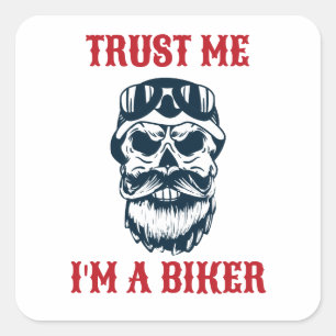 Sticker Carré Scull de barbe   Motorcycle   Faites-moi confiance