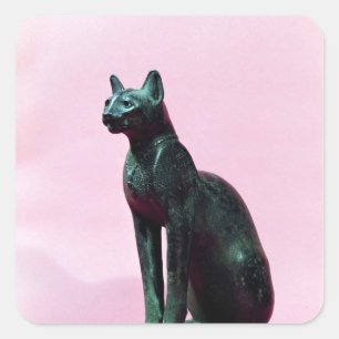 Sticker Carré Sculpture d'un chat, période tardive