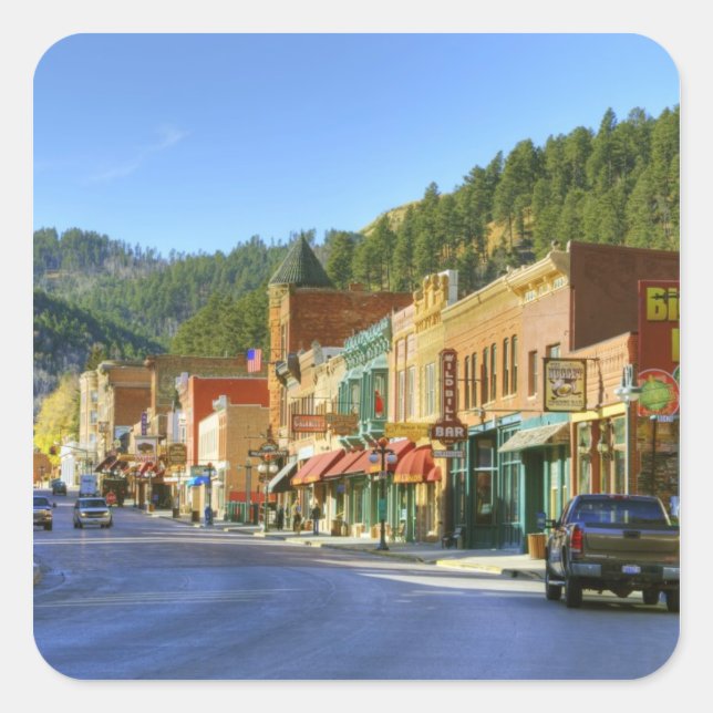 Sticker Carré SD, Deadwood, ville historique de Gold Mining (Devant)