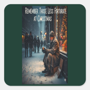 STICKER CARRÉ SE RAPPELER LES PLUS DÉFAVORISÉS À NOËL