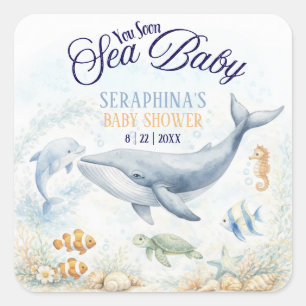 Sticker Carré Sea You Soon Baby Shower