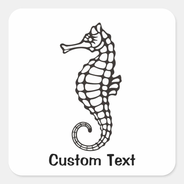 Sticker Carré Seahorse Black (Devant)