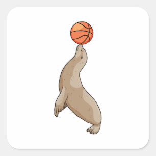Sticker Carré Seal with Basketball