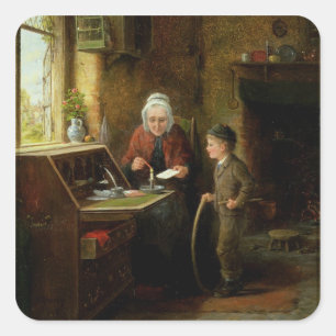 Sticker Carré Sealing a Letter, 1890 (huile sur panneau)