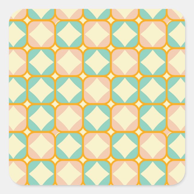 Sticker Carré Seamless retro pattern with rounded squares (Devant)
