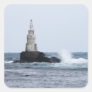 Sticker Carré Seascap with lighthouse