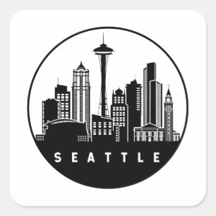 Sticker Carré Seattle Washington Skyline