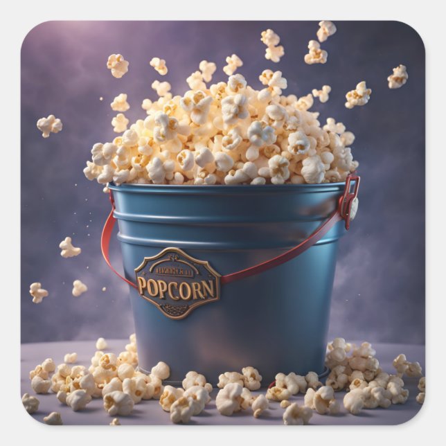 Sticker Carré Seau de Popcorn (Devant)