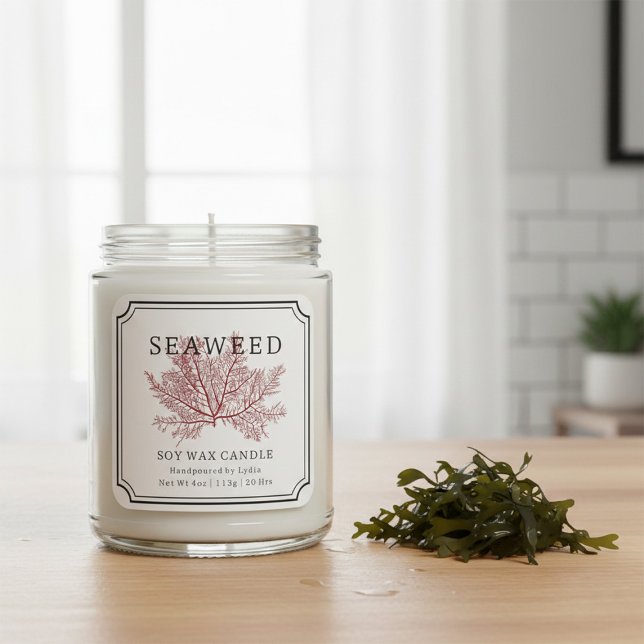 Sticker Carré Seaweed Soy Wax Candle Label (Créateur téléchargé)