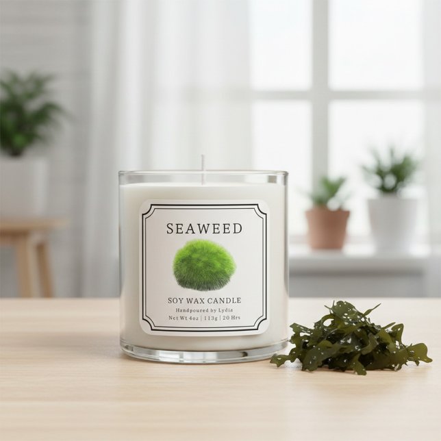 Sticker Carré Seaweed Soy Wax Candle Label (Créateur téléchargé)