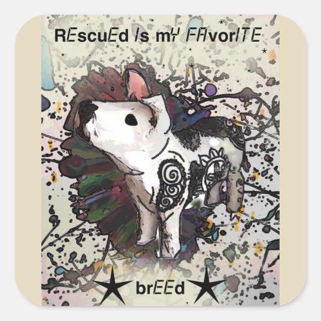 Sticker Carré Secouru est ma race préférée (Devant)
