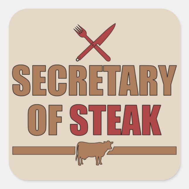 Sticker Carré Secrétaire Steak (Devant)