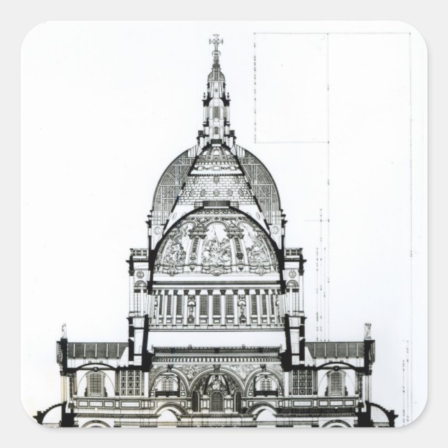 Sticker Carré Section transversale de la cathédrale Saint-Paul (Devant)