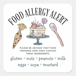 Sticker Carré Sécurité alimentaire Alerte allergique Boulangerie