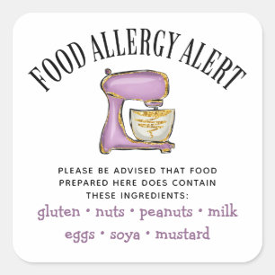 Sticker Carré Sécurité alimentaire Alerte allergique Boulangerie