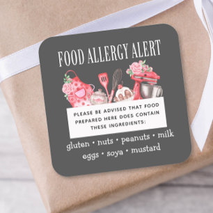 Sticker Carré Sécurité alimentaire Alerte allergique Boulangerie