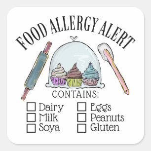 Sticker Carré Sécurité alimentaire Alerte allergique Boulangerie