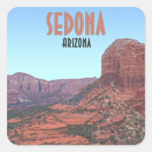 Sticker Carré Sedona Arizona Bell Rock Canyon Vintage