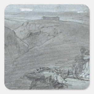 Sticker Carré Segesta, de 'Vues de la Sicile' (craie & gouache o