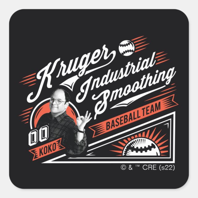 Sticker Carré Seinfeld | Équipe industrielle de baseball de Krug (Devant)