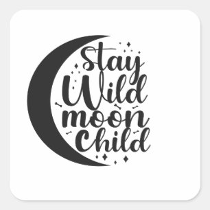 Sticker Carré Séjour Wild Moon Enfant Éffrayant Halloween Cadeau