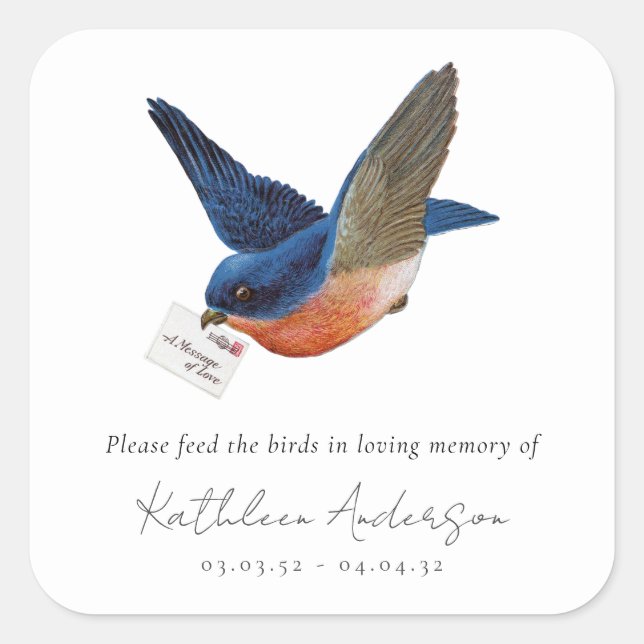 Sticker Carré Semence d'oiseaux dans la mémoire amoureuse funéra (Devant)