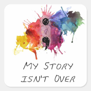 Sticker Carré Semicolon - Mon histoire est terminée