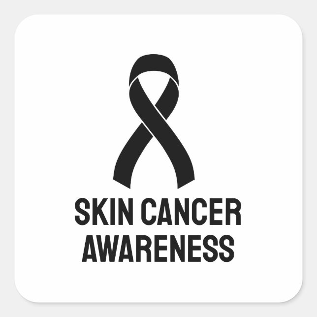 Sticker Carré Sensibilisation au cancer de la peau Ruban noir (Devant)