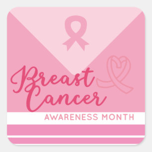 Sticker Carré Sensibilisation au cancer du sein Ruban rose thème
