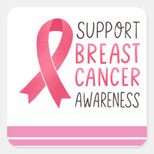 Sticker Carré Sensibilisation au cancer du sein Ruban rose thème