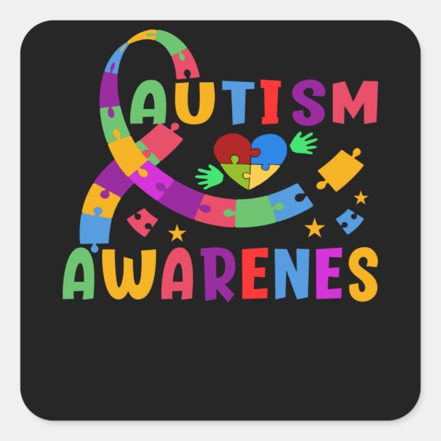 Sticker Carré Sensibilisation sur l'autisme (Devant)