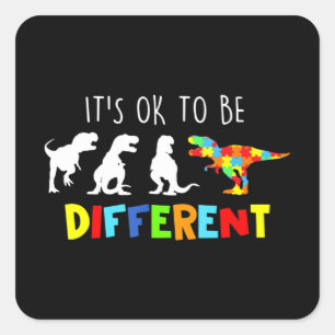 Sticker Carré Sensibilisation sur l'autisme Dinosaur Enfants Gar