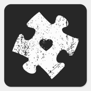 Sticker Carré Sensibilisation sur l'autisme Puzzle Pièce Poche C