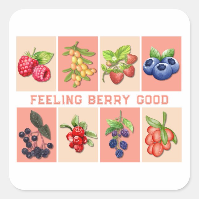 Sticker Carré SENTIMENT BERRY BONNE Fraise sur mesure (Devant)
