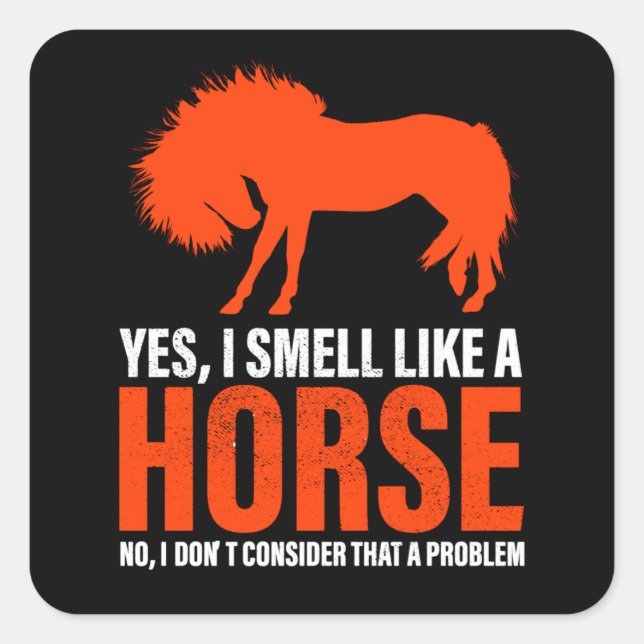 Sticker Carré Sentir comme un cheval à la Tangerine (Devant)