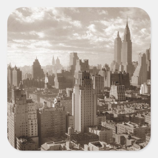 Sticker Carré Sepia New York (Devant)