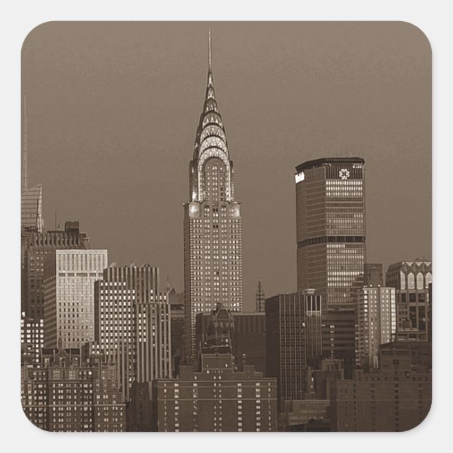 Sticker Carré Sepia New York (Devant)